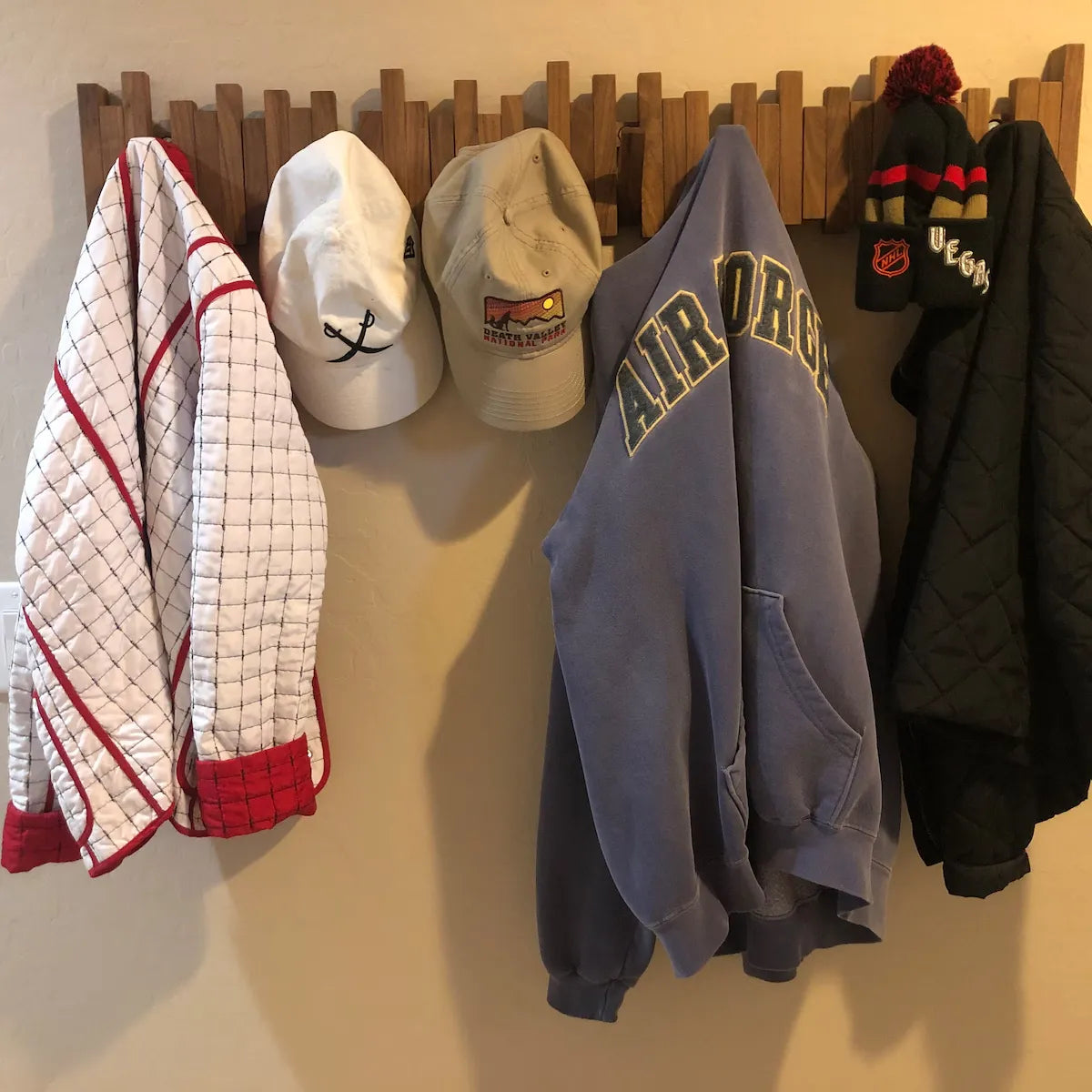 Wall Mounted Coat Rack – Foldable Wooden Hooks