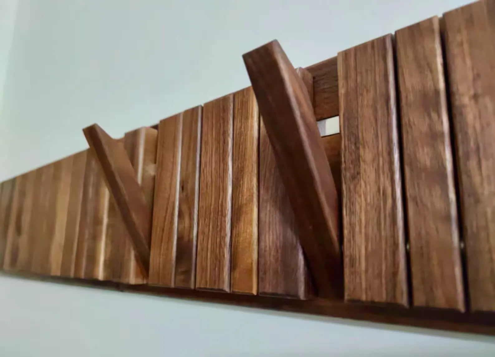 Wall Mounted Coat Rack – Foldable Wooden Hooks